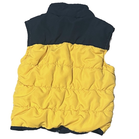 BUNDLE 2 Puffer Vests for Toddler Boy size 3T Olive Green and Navy/Yellow Zip Up - Picture 8 of 11